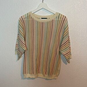 ModCloth Multi Color Open Knit Dolman Sweater Oversized Size Small Retro Vibe